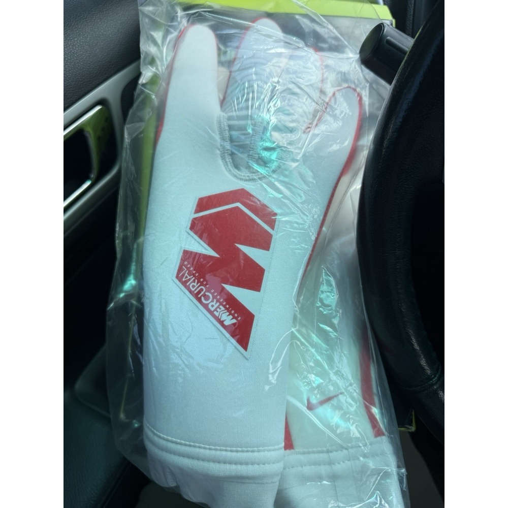 NIB Nike GK Mercurial Touch Victory Soccer Gloves White Orange GS-0382 Sz 11 - Picture 4 of 8